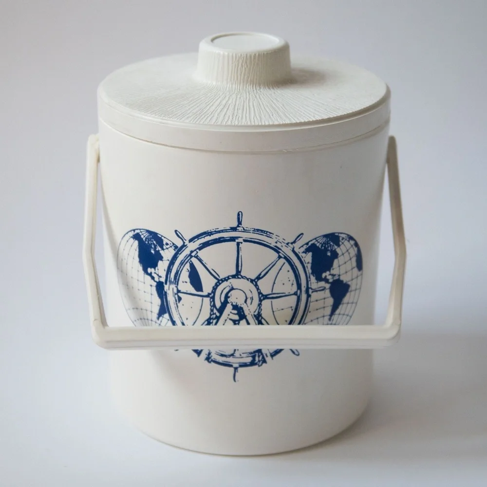 Vintage Skotch Kooler Ice Bucket Cooler & Lid | Nautical Ship Globe Helm Sailing